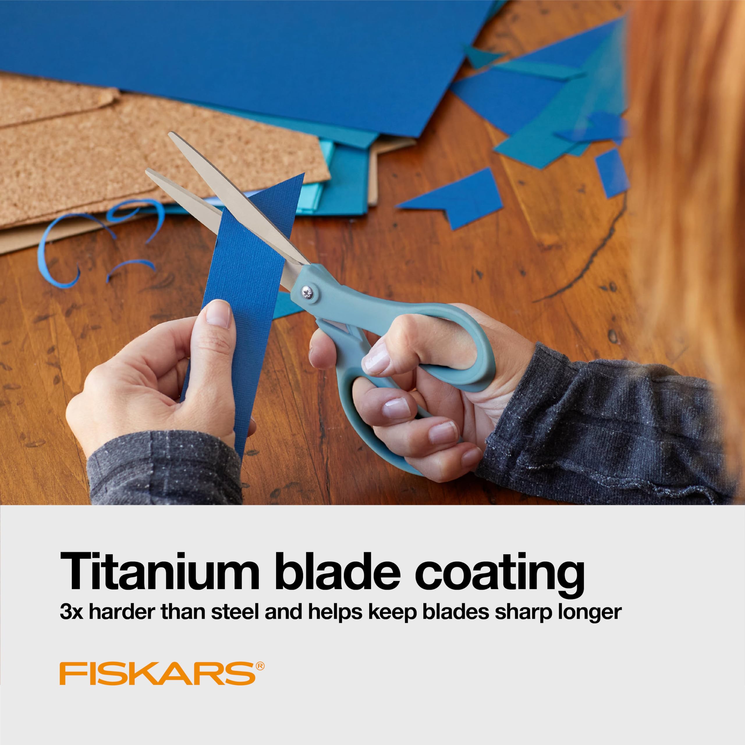 Fiskars 8 Inch Titanium Softgrip Scissors, Color 3 Pack