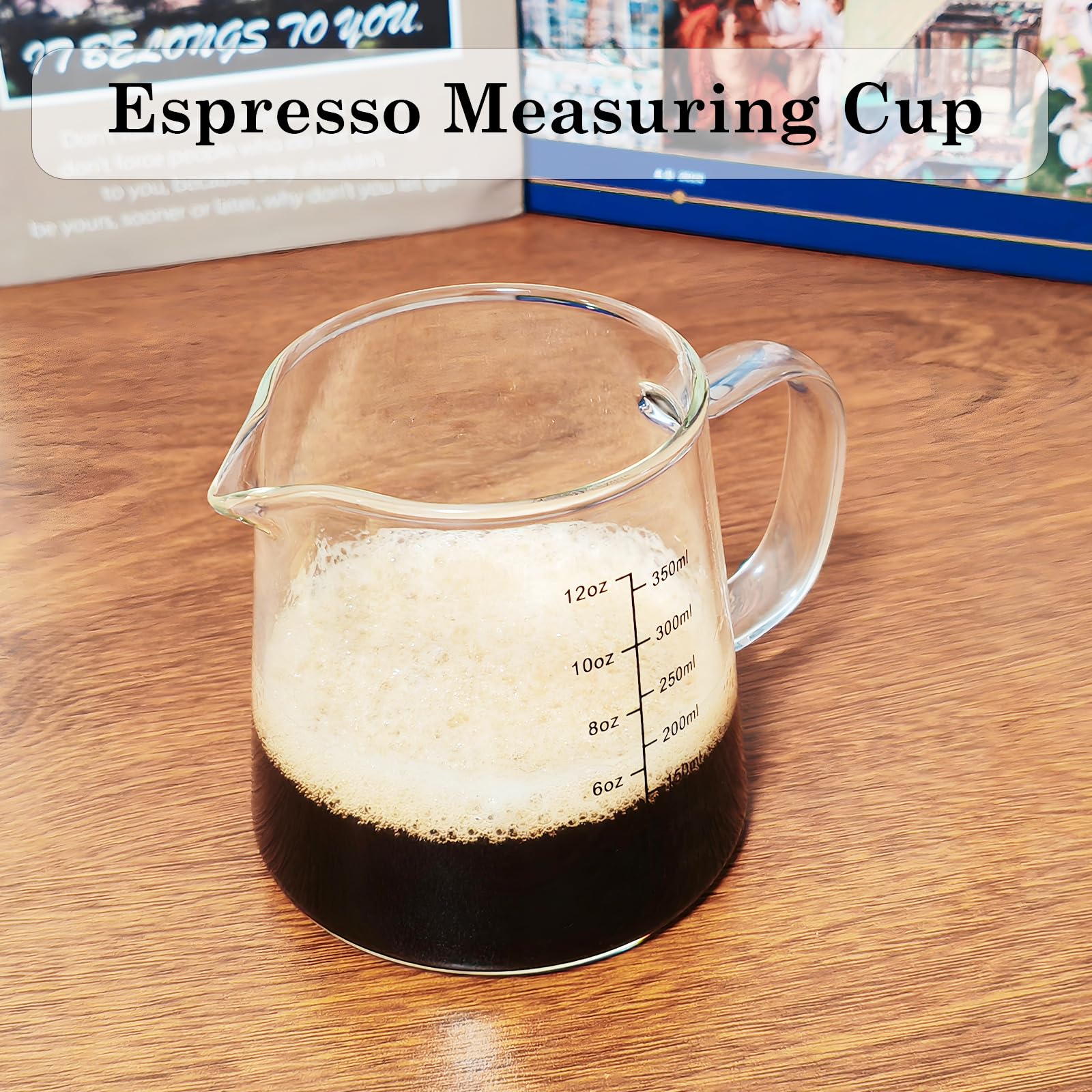 TIWPAJS Espresso Cups12OZ, Espresso Accessories, Expresso Shots Cup, Heat-resistant Glass Measuring Cup, Milk Frothing Pitcher, Frother Cup, Creamer Container, Dishwasher/Microwave/Stovetop Safe