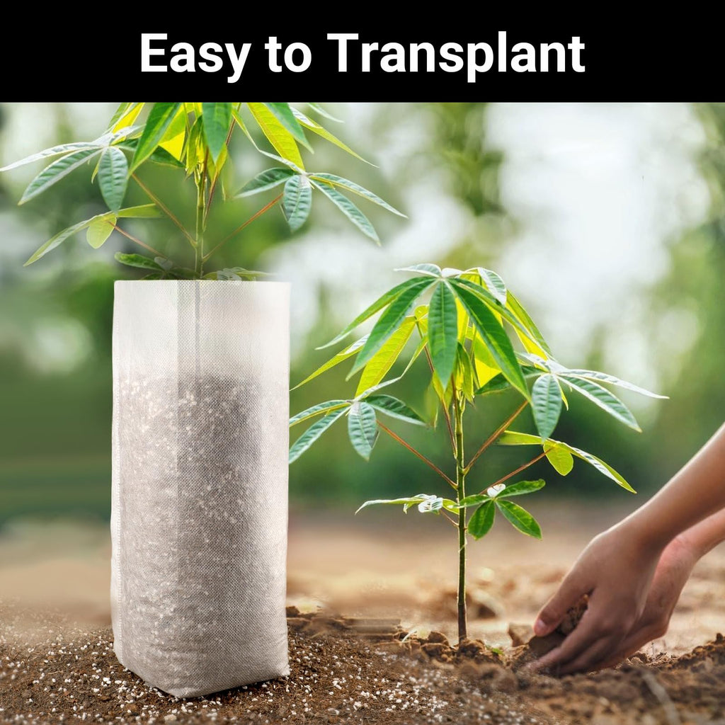 EnPoint Nursing Growing Pouch, 100 PCS 7.8 x 13.7 Inches Breathable Non-Woven Plants Nursery Grow Bags, Aeration Fabric Seedling Pots Container for Vegetable, Flower, Plant Grow