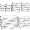 24 Pieces Mixed Sizes Rectangular Empty Mini Clear Plastic Organizer Storage Box Containers with Hinged Lids for Small Items and Other Craft Projects