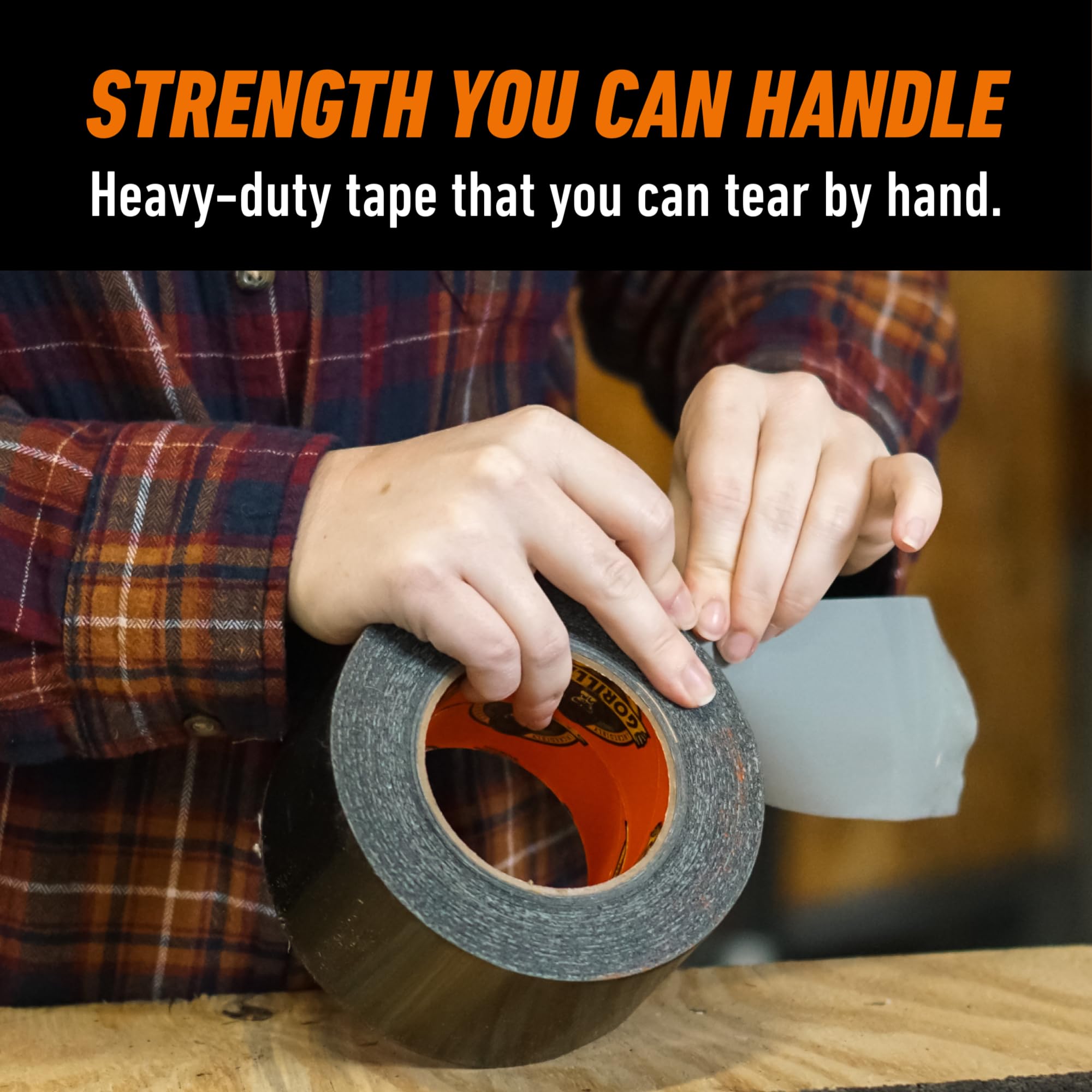 Gorilla Tough & Wide Utility Tape, Duct Tape, Double-Thick Adhesive, All Weather Resistant Shell, Reinforced Backing, Black, 2.8 in x 25 yd (Pack of 1)