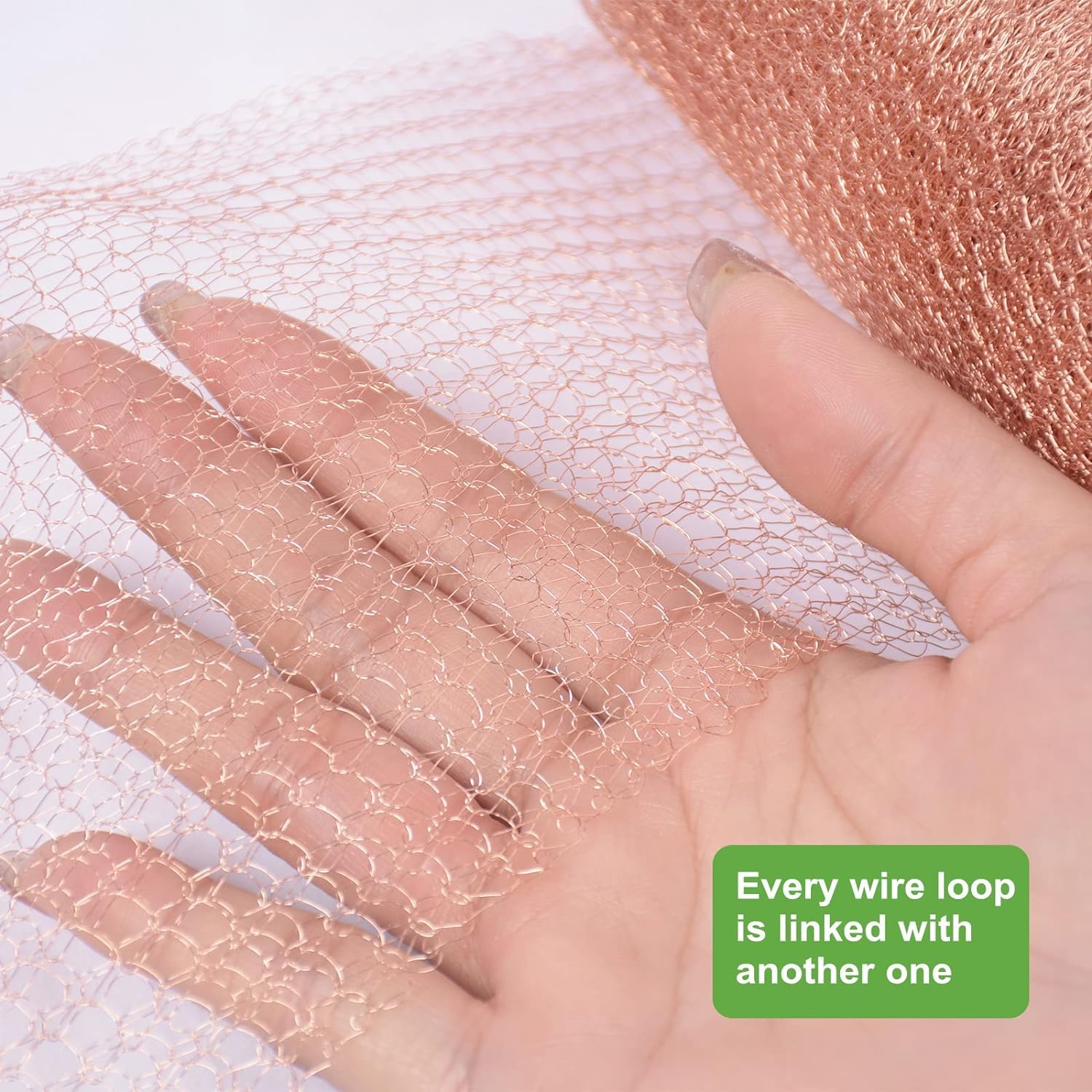 5” x 32 ft,100% Pure Copper Mesh for Distilling, Knitted Copper Mesh Roll, Double Layer Fabric Wool Hole Filler Used for Garden and House