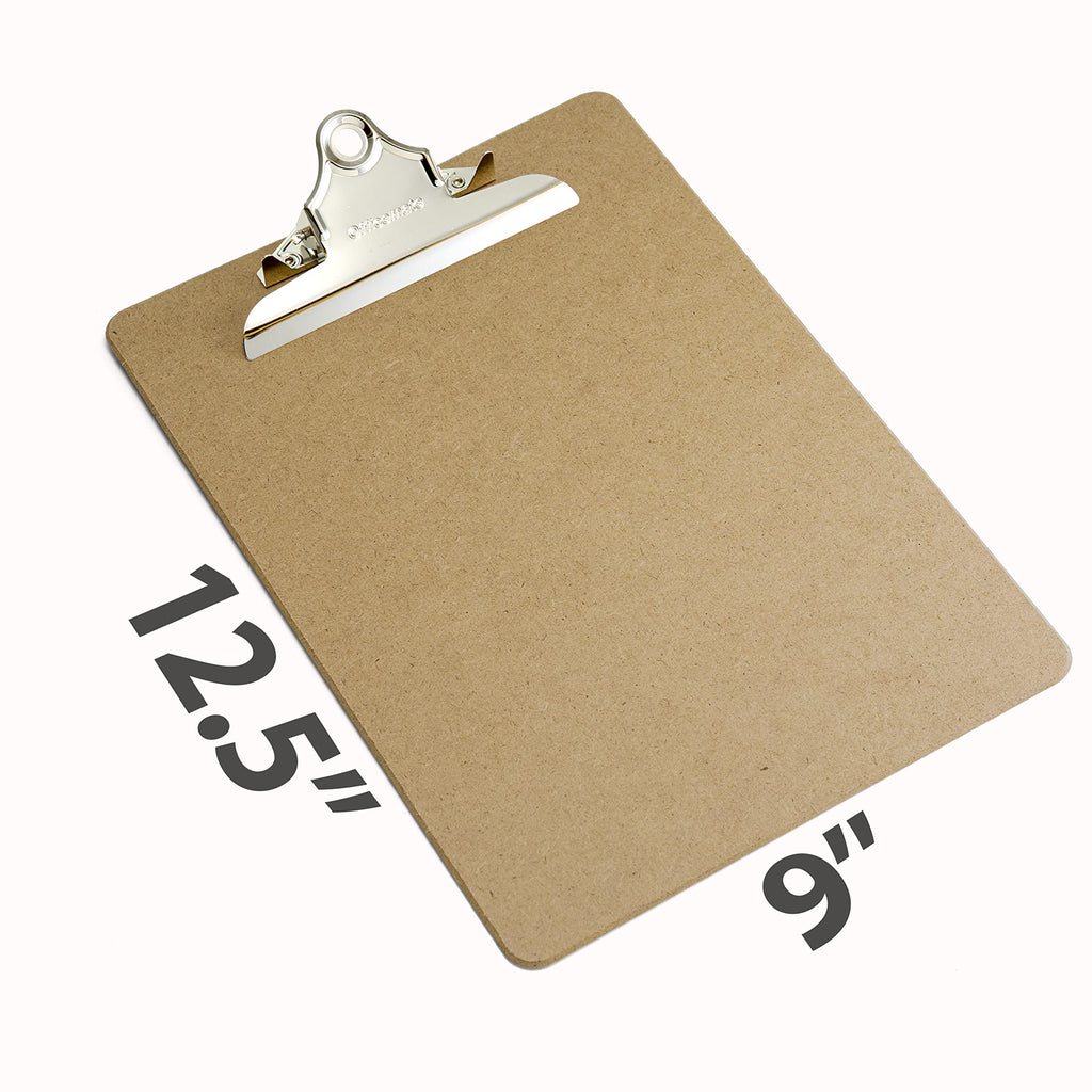 Officemate Recycled Wood Clipboards, 6 Inch Clip, 12 Pack Clipboards, Letter Size (9 x 12.5 Inches), Brown (83712)