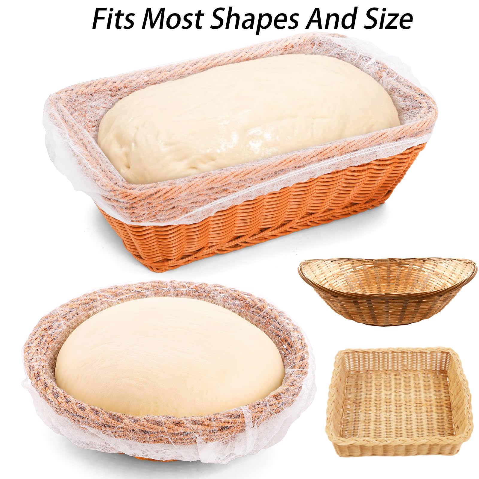 Suwimut 500 Pack Disposable Banneton Liner Bread Proofing Basket Covers, Non-Stick Bread Bowl Liners for Sourdough, Rising Dough, Elastic Baking Cloth Prevents Dough from Sticking to Basket