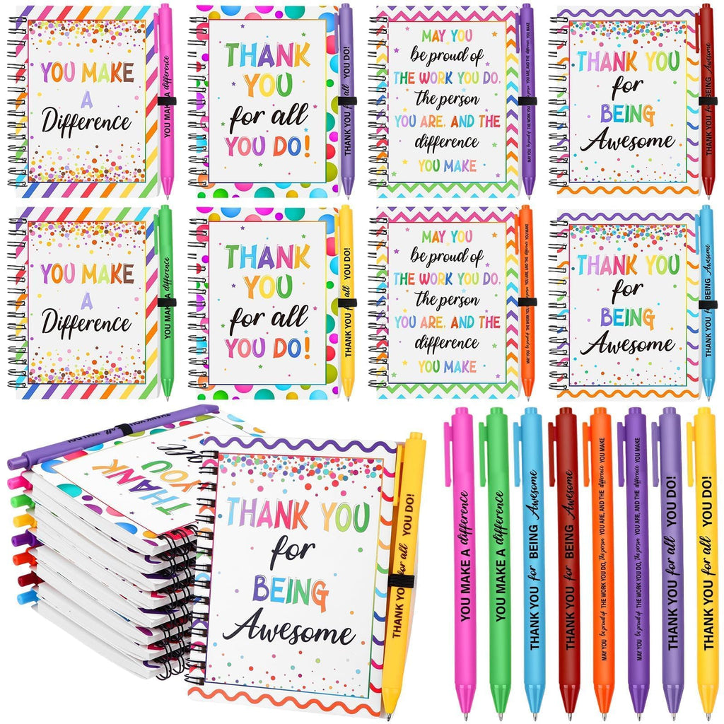 GANGBARU 16 Pcs Employee Appreciation Gifts Bulk Colorful Spiral Notebooks Inspirational Ballpoint Pens Thank You Gifts for Team Coworkers Office Staff Volunteer Assistant