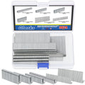 Glarks 3624Pcs 18 Gauge Narrow Crown Staples, 4 Sizes Galvanized Crown Narrow Staples Assortment Kit and 1", 2" Brad Nails for Electric Stapler, Pneumatic, DIY Home Improvement (Silver)