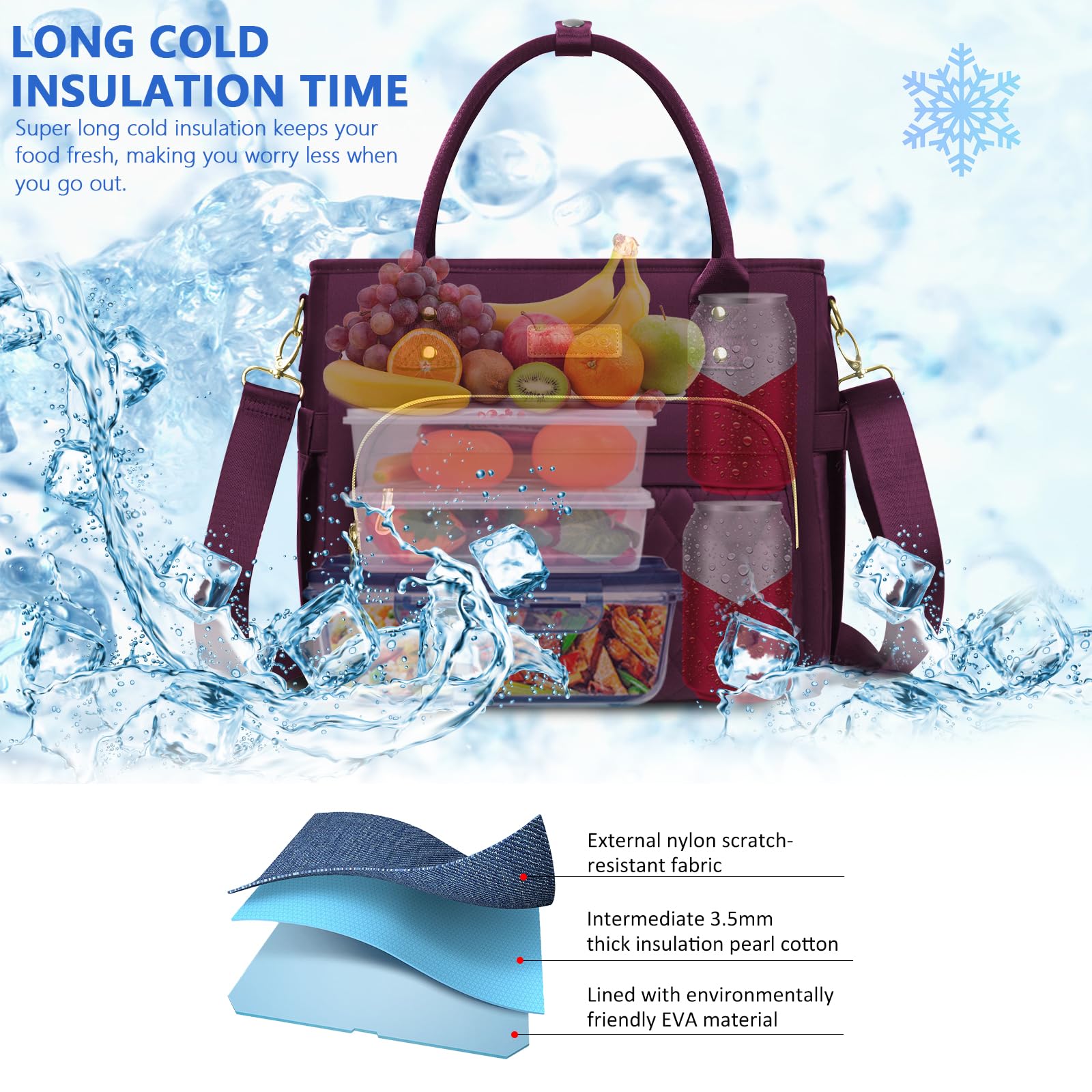 Lunch Bag Lunch Box Women - Leakproof Insulated Lunch Cooler Bag for Women - Large Lunch Tote Bags Adults