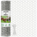 16inX20ft Chicken Wire Fencing Mesh, Heavy Duty Metal Chicken Wire Fence with 50 Ties for Crafts Poultry Gardening Hexagonal Galvanized Hardware Cloth Netting for Chicken Coop Barrier Rabbit Cage