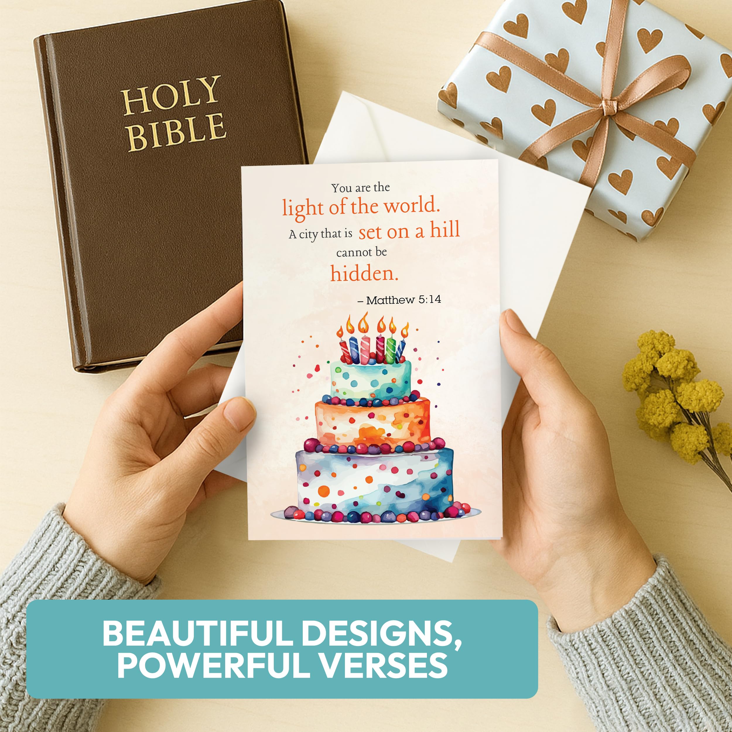 Only Zest 30 Pack Religious Birthday Cards with Envelopes – 4x6 Inspirational Christian Birthday Cards Bulk Set with Bible Verses for Women, Men, Kids