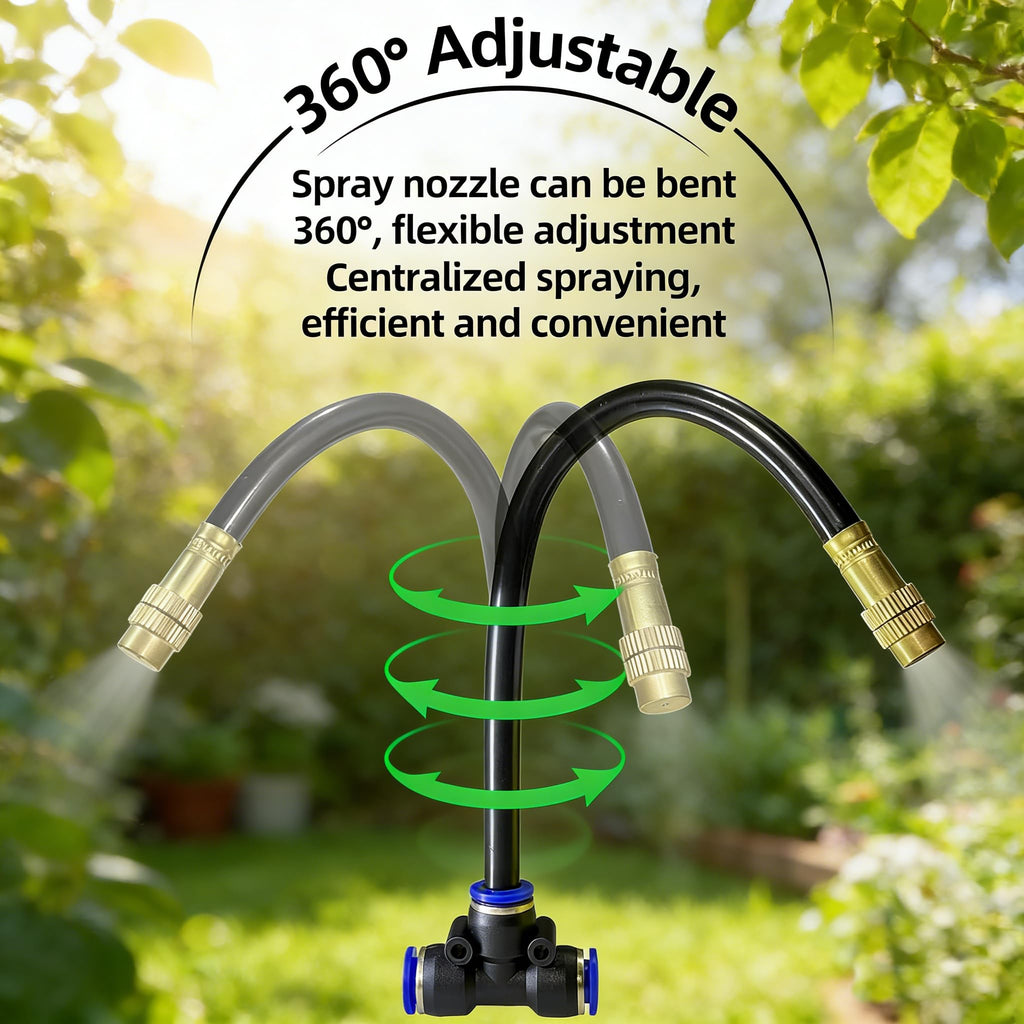 Drip Irrigation System for Garden - 40 Ft Drip Irrigation Kit with 13 360°Adjustable Copper Nozzles Hose, Automatic Atomizing Plant Watering Sprinkler System for Yard, Lawn, Greenhouse, Potted