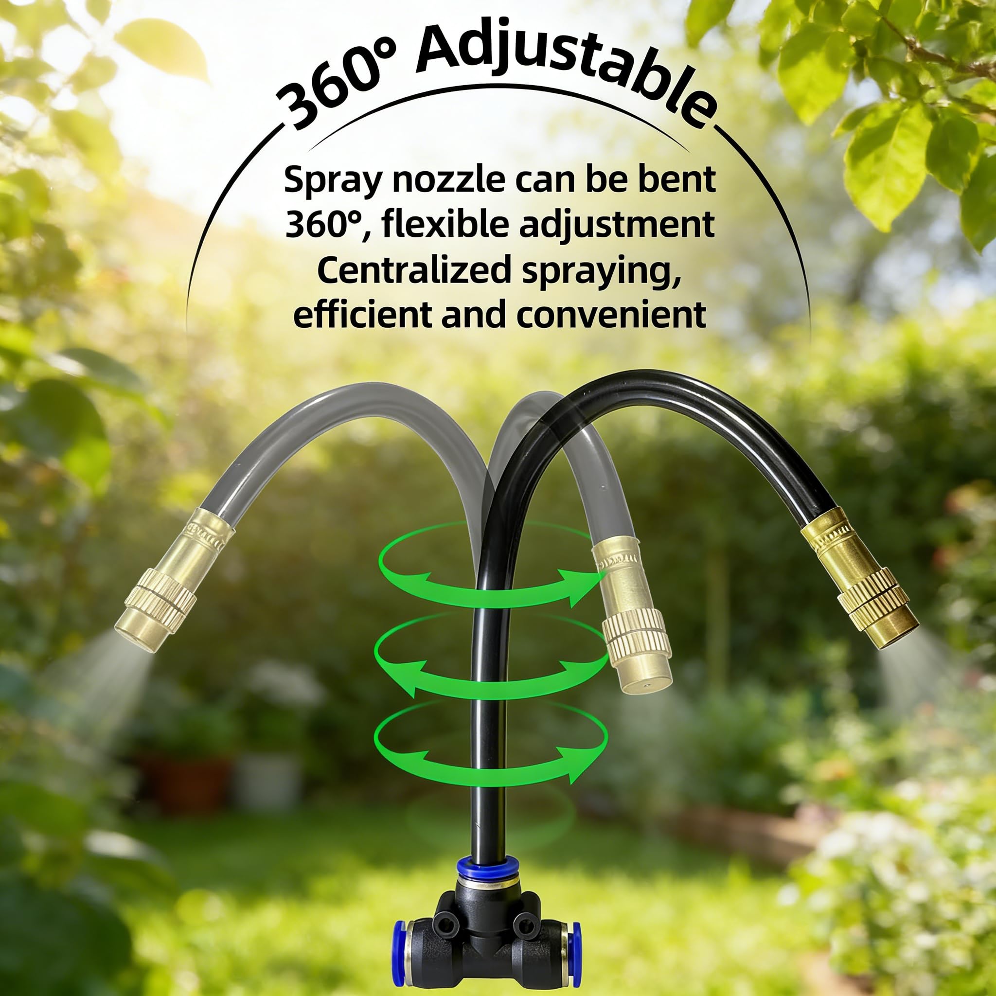 Drip Irrigation System for Garden - 40 Ft Drip Irrigation Kit with 13 360°Adjustable Copper Nozzles Hose, Automatic Atomizing Plant Watering Sprinkler System for Yard, Lawn, Greenhouse, Potted