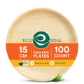 ECO SOUL 6 Inch Disposable Palm Leaf Plates [100 Pack] Premium Food-Safe Heavy Duty Compostable Bamboo Paper Plates for Dessert, Dinner, Apetizers, Weddings, Party, Camping & Catering Events [Round]
