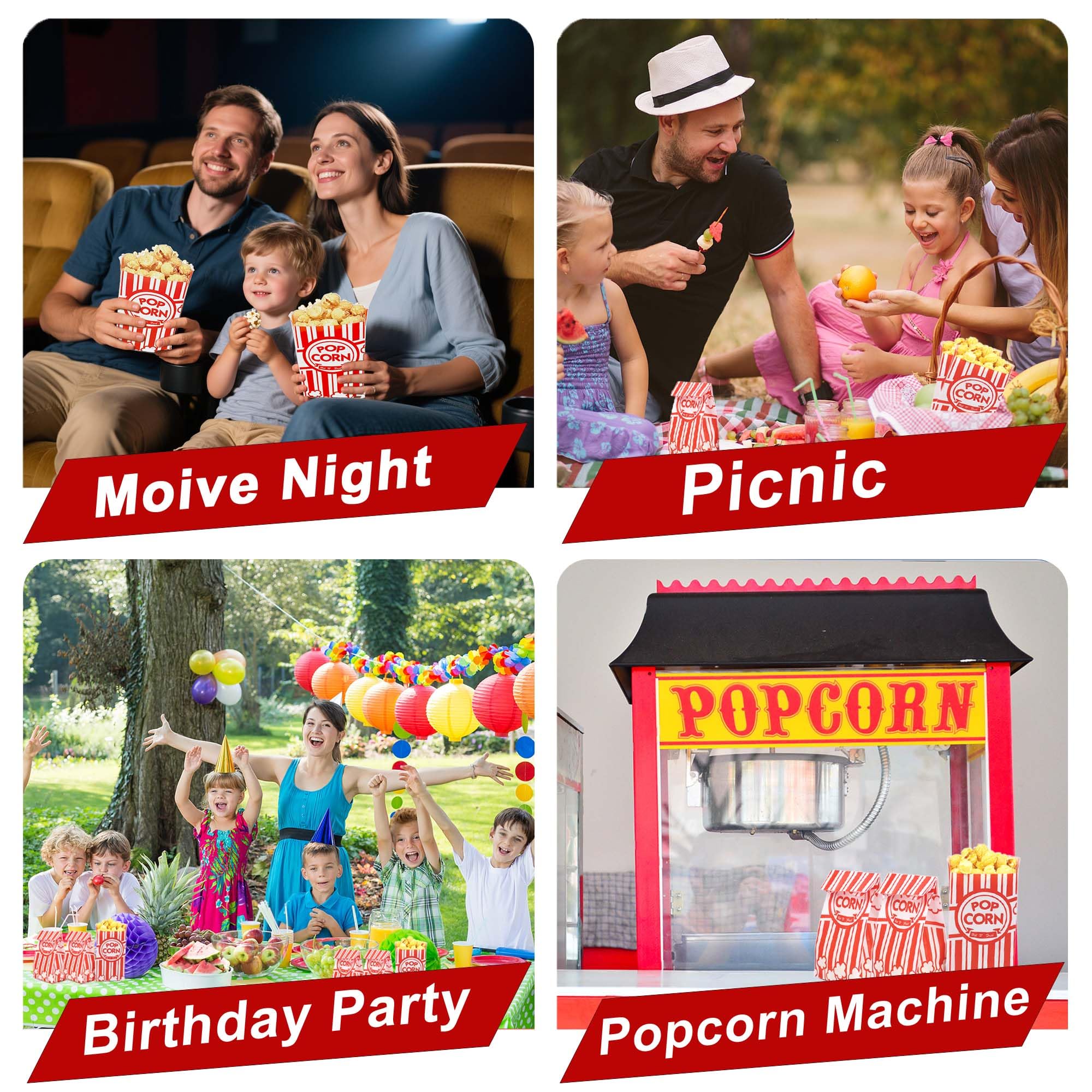 Homrelaxy 300Pcs Paper Popcorn Bags, 1 oz Popcorn Bags Individual Servings, Bulk Pop Corn Sleeves for Pop Corn Machine, Movie Night, Cinema, Carnival, Party, Concessions (300)