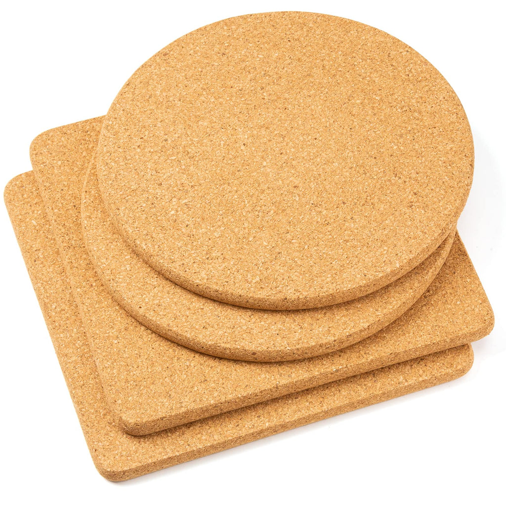 Cork Trivets for Hot Dishes, Pot Holders for Kitchen, 8 Inches 4 Pack Hot Pads for Hot Pots and Pans, Thick Heat Resistant Mats for Countertop, Coaster Trivet Home Essentials, Rustic Farmhouse Decor