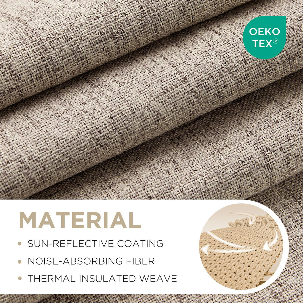 Joydeco Blackout Curtains 2 Panels - Natural Linen Curtains 84 Inch Long, Thermal Insulated Linen Light Blocking Drapes, Rod Pocket & Back Tabs, Darkening Privacy for Living Room Bedroom