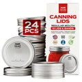 FORJARS Canning Lids and Rings Regular Mouth – 24Pcs/12Sets - Airtight Seals on Mason Jars to Preserve Food for Meal Prep - 2.7 In. Stainless Steel and Bands with Silicone Seals – Canning Supplies