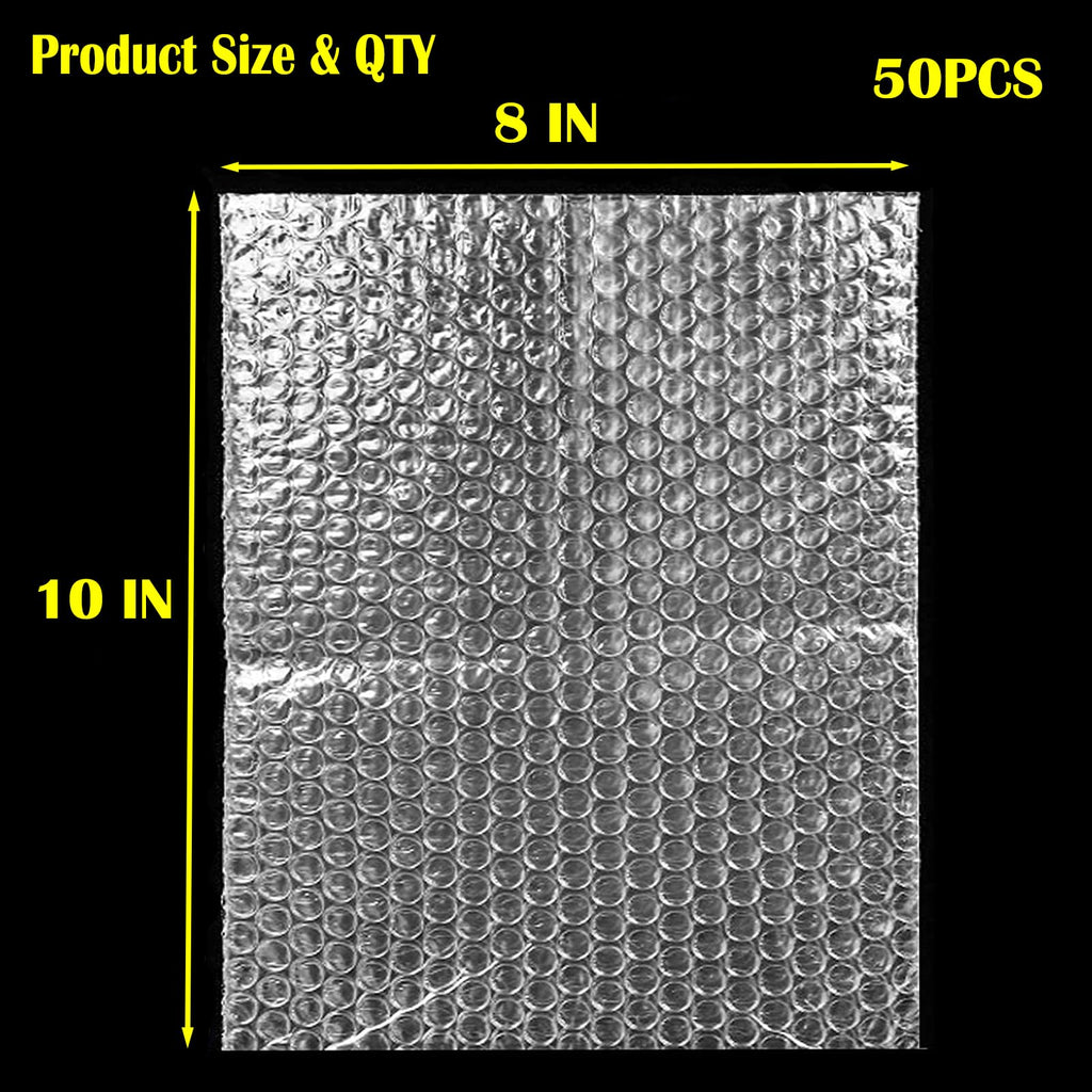 50Pcs 8 x 10 Inch Bubble Out Bags, Double Walled Wrap Pouches Protective Cushioning Bubble Pouch for Shipping, Storage, Mailing Packing fragile item and Supplies Dishes Glass Plates Packaging