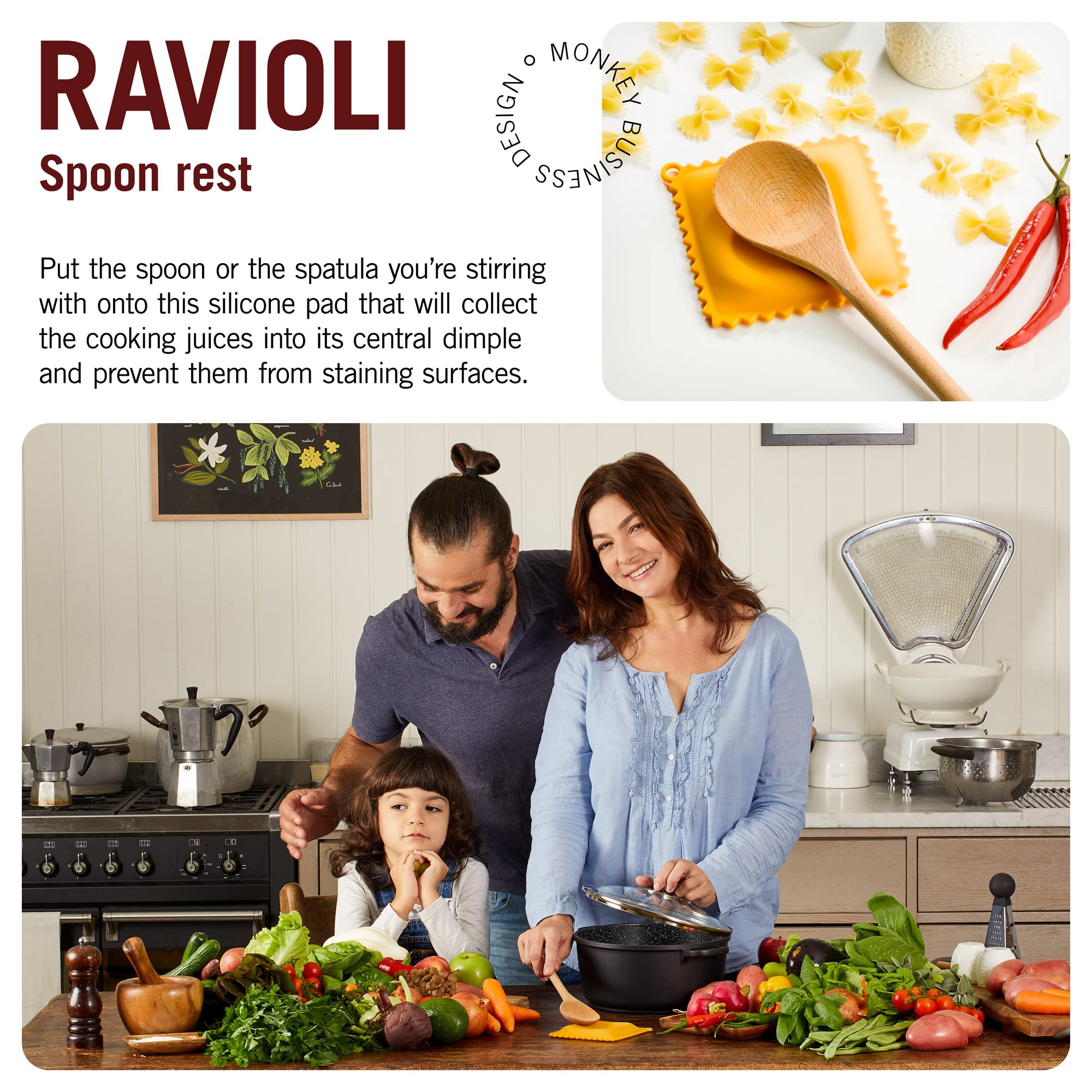 The Original Ravioli-Shaped Spoon Rest | Spoon Rest for Kitchen Counter | Cool and Cute Kitchen Accessories | from a Collection of Different Pasta-Shaped Unique Kitchen Gadgets | by Monkey Business