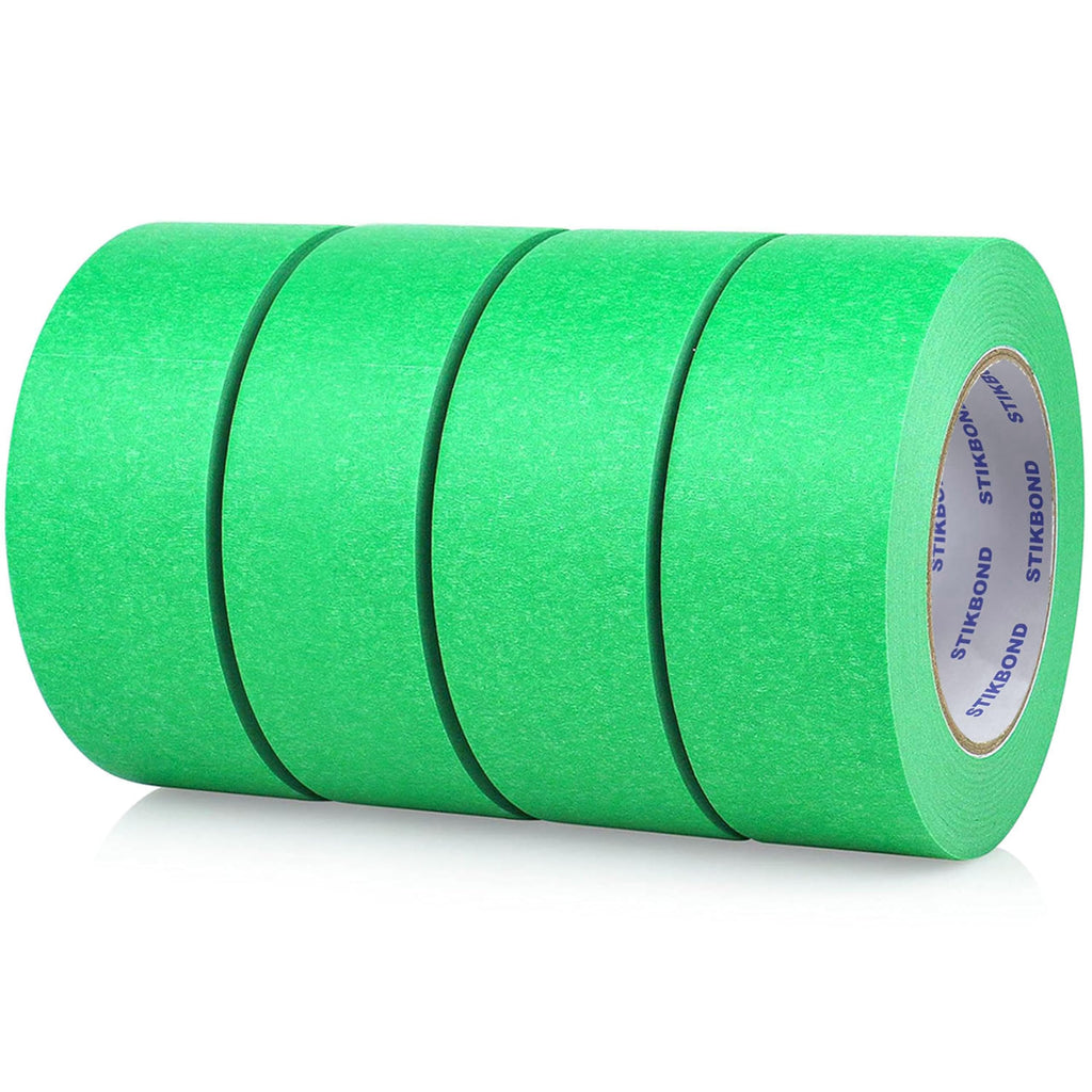 STIKBOND 4-Packs Green Painters Tape 2inch x 55 Yards (220 Total Yards), Medium Adhesive Green Masking Tape for wall Painting, Furniture Painting, DIY Handmade Decoration