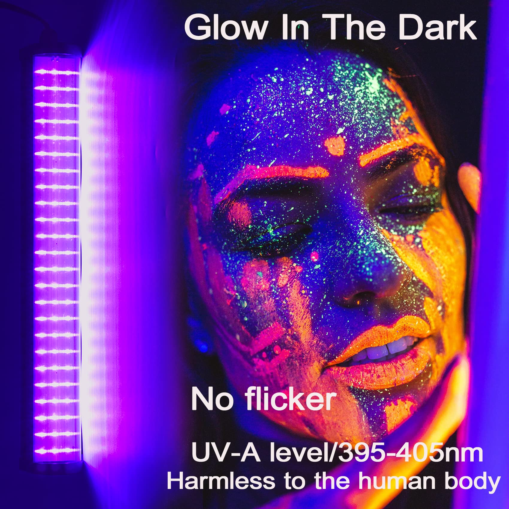 CICINY 25W LED Black Light Bar - 72 UV Big LED Chip 395-405 nm, Black Lights for Glow Party, Fluorescent Posters, Body Painting, Halloween