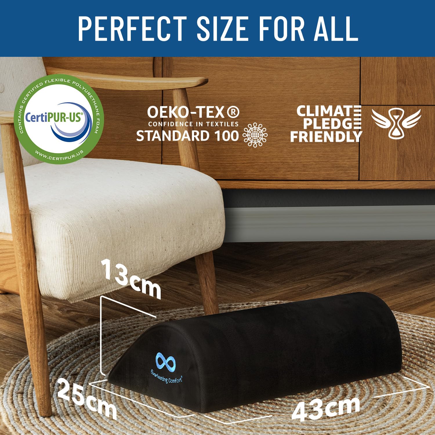 Everlasting Comfort Foot Rest for Under Desk at Work - Memory Foam Office Foot Stool & Under Desk Footrest Leg Elevation Pillow for Gaming & Home Office, Supports Posture
