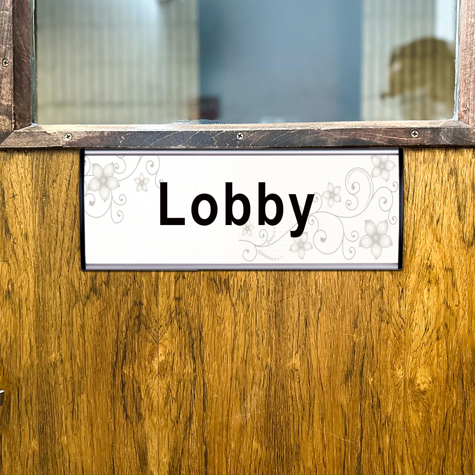 Set of 5 - Nameplate Holder for Wall Mount, 2.36'' x 8'' Curved Office Business Door Sign Holder-Silver