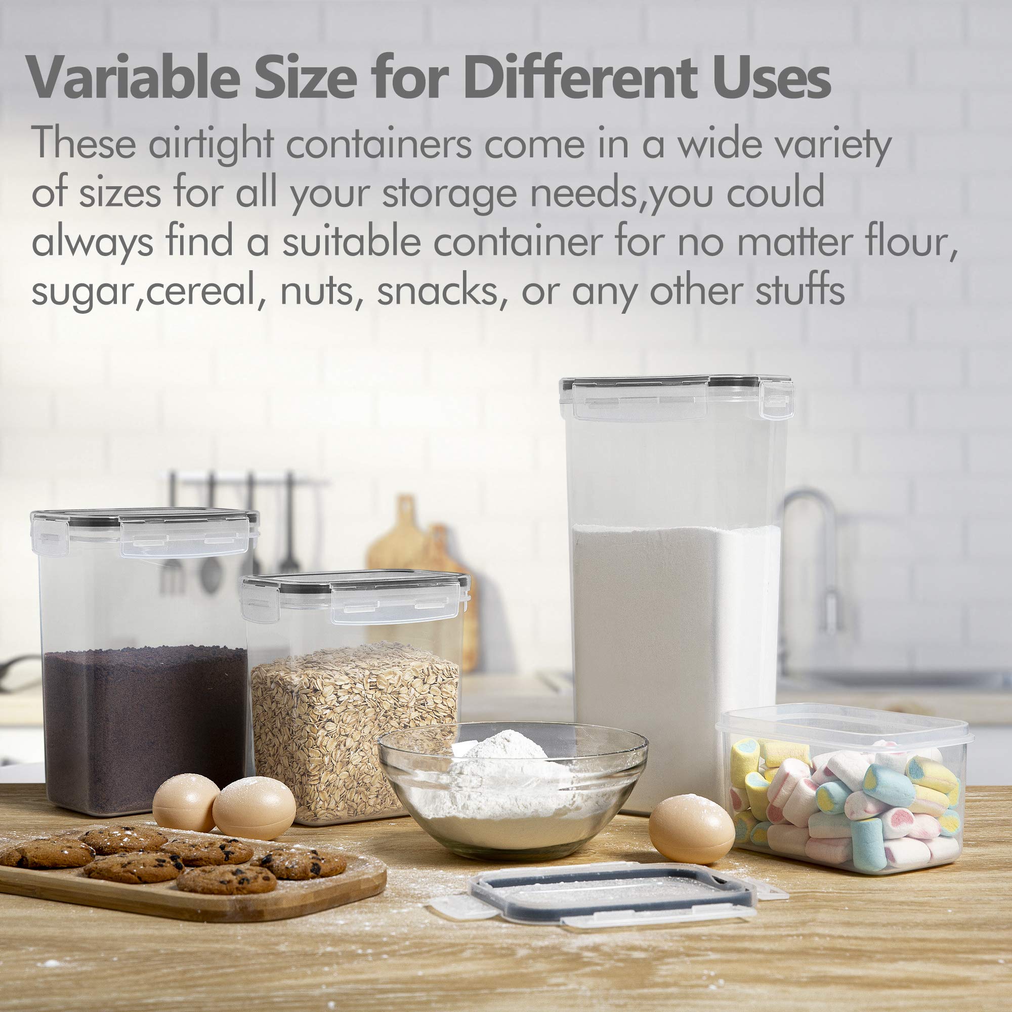 Vtopmart 14pcs Food Storage Containers Set, Kitchen & Pantry Organizers and Storage, Plastic Airtight Pantry Storage Container with Lids for Cereal, Flour and Sugar, Includes 24 Labels