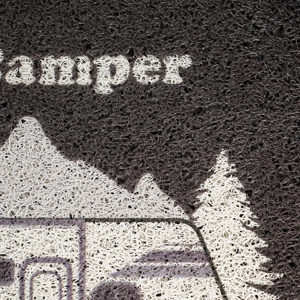 Aucuda Happy Camper RV Door Mat for Indoor Outside Entrance, Camper Entrway Rugs Welcome Mat for Front Door,RV, 24"x16" Non-Slip Front Door Mat for Summer, Camping Door Mat Traps Dirt&Liquid, Grey Car