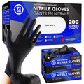 72HRS Black Nitrile Gloves - Disposable Gloves-4 Mil, Gant Noir, Gants Jetables, Black Gloves for Cooking & Cleaning