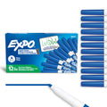 EXPO Dry Erase Markers, Low Odour Ink, Blue, Fine Tip, 12 Count
