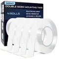 Lockport Double Sided Tape Heavy Duty – 4 Pack - 1 inch x 10 Ft,Nano Double Sided Adhesive Mounting Tape,Washable Clear Gel Wall Sticky Strips, Traceless for Wood, Tile, Plastic,Metal Surfaces