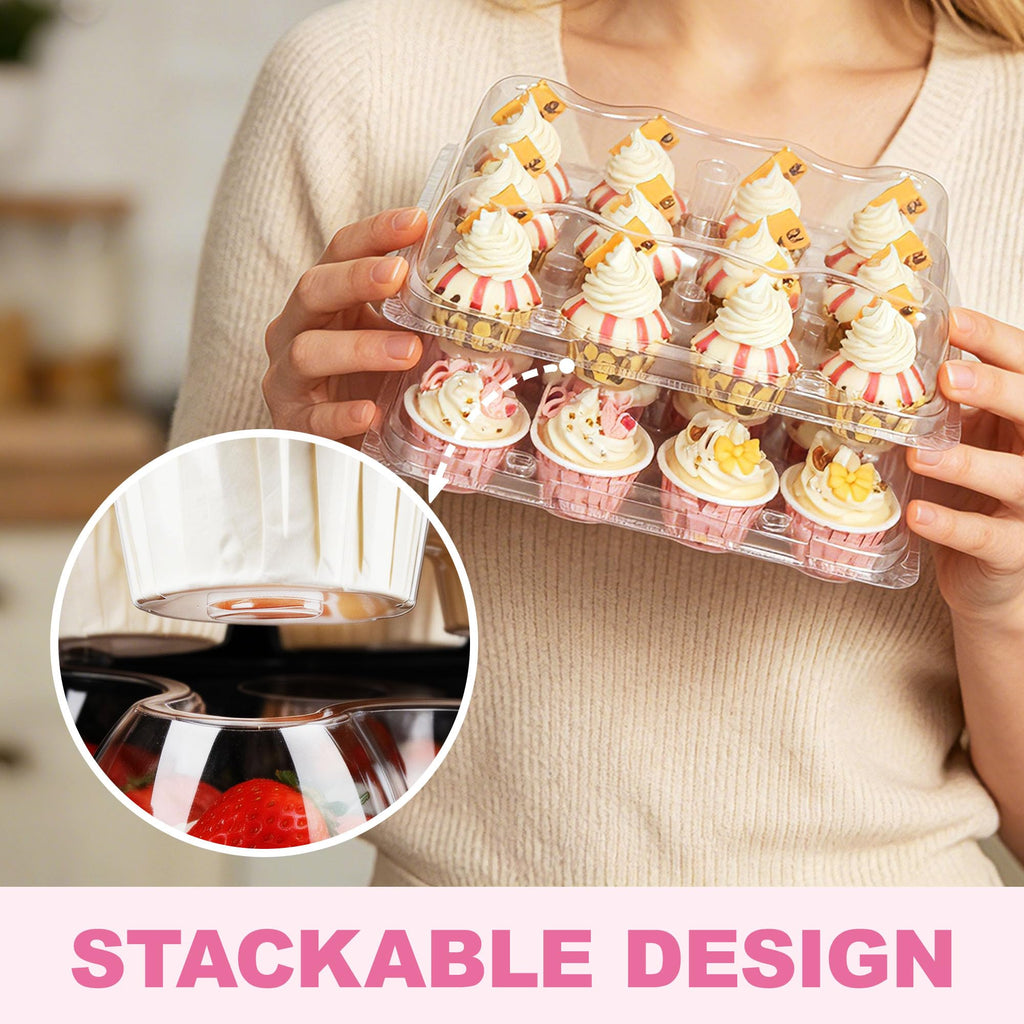 LotFancy Mini Cupcake Containers, 12 Count, 40 Pack, Dozen Clear Plastic Cupcake Holder with Detachable Lid, High Dome, BPA Free - MINI SIZE