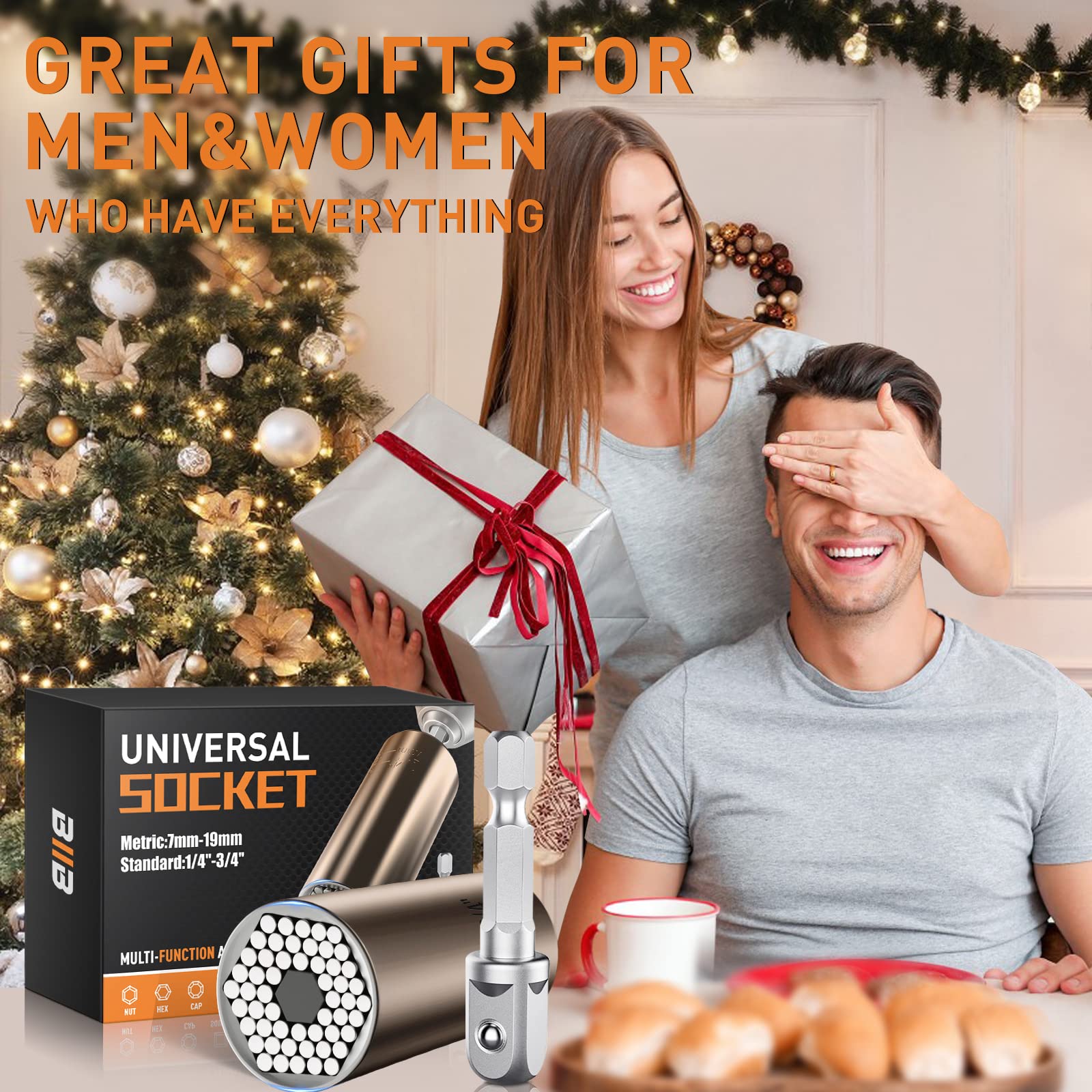 BIIB Gifts for Men Super Universal Socket Tools, Birthday Mens Gifts for Men Dad Him Husband Boyfriend, Dad Gift for Who Have Everything, Fathers Day Gift, Cool Gadgets Tools for Mens
