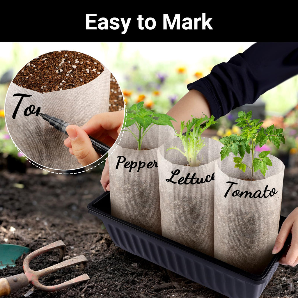 EnPoint Nursing Growing Pouch, 100 PCS 7.8 x 13.7 Inches Breathable Non-Woven Plants Nursery Grow Bags, Aeration Fabric Seedling Pots Container for Vegetable, Flower, Plant Grow