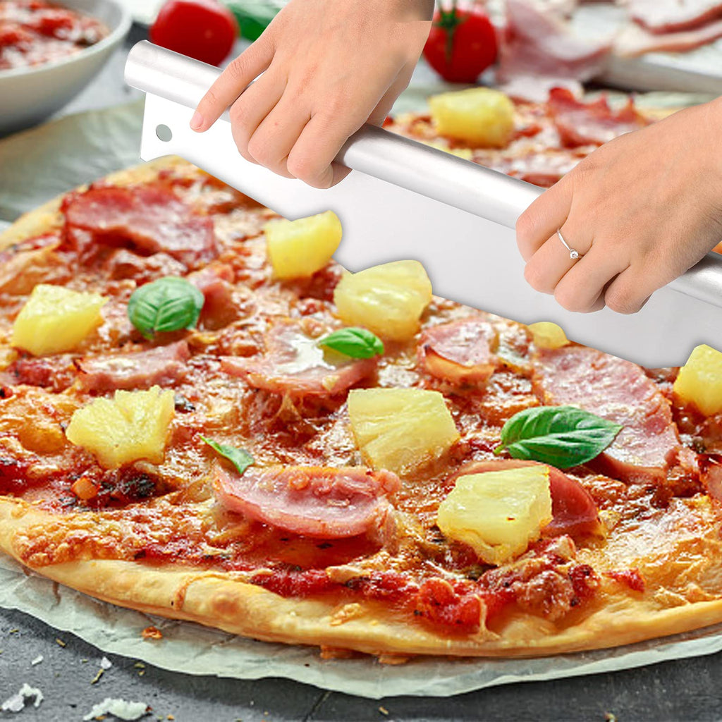 Peohud Aluminum Pizza Peel Paddle and Cutter,12" x 26" Pizza Spatula with Detachable Wooden Handle, Pizza Oven Accessories and Tools for Baking Pizza Breads, Dough, Bread, Pastry