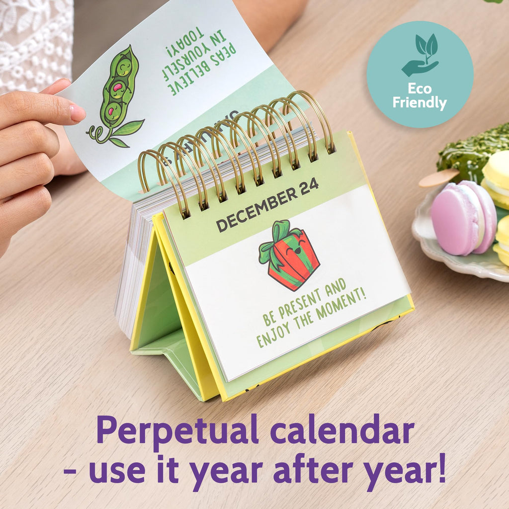 T MARIE 2026 Punny Motivational Desk Calendar - Daily Pun Perpetual Calendar with Clean Humor for Home and Office - Funny Gifts and Kid Friendly Dad Jokes - Cute Office Decor with Positive Affirmations
