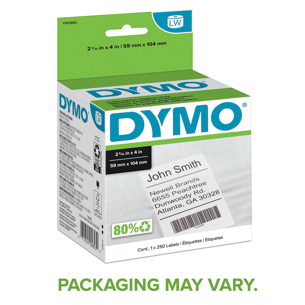 DYMO LW Shipping Labels for LabelWriter Label Printers, 2-5/16" x 4", Roll of 250