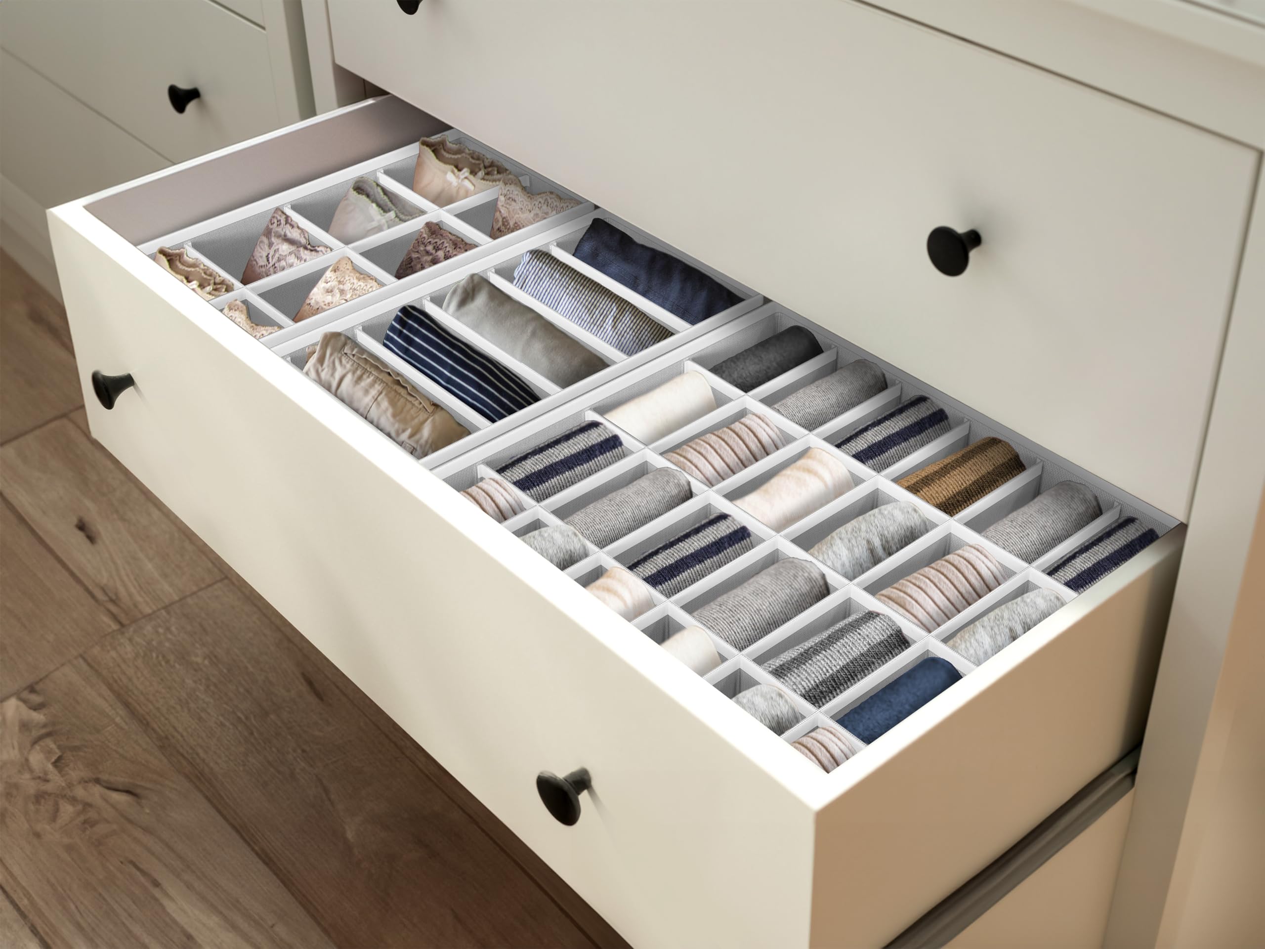 Simple Houseware Closet Underwear and Clothes Organizer Drawer Divider Set of 4, Grey