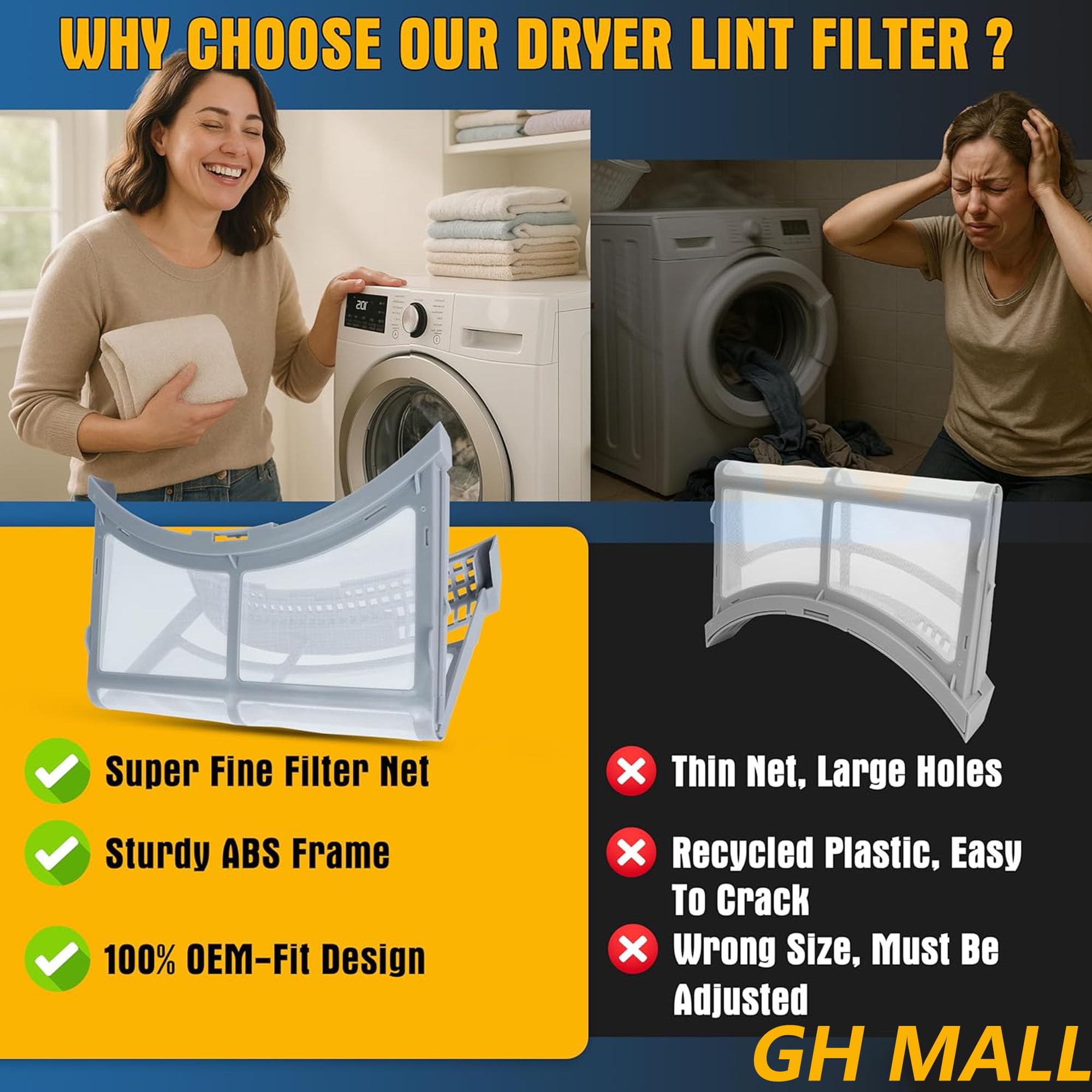 DC61-02595A Dryer Lint Filter Replacement for Samsung Dryer Lint Trap Filter Assembly - Replace 2069505 PS4206799 AP4578777 EAP4206799