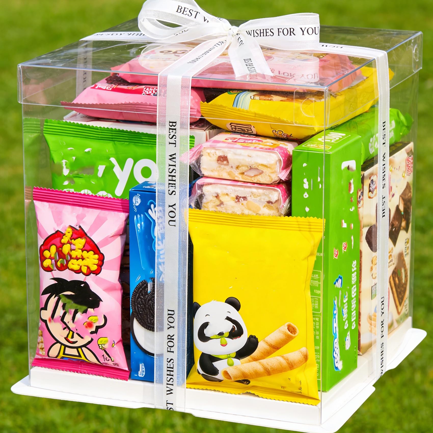NROZIET 6 Pack Clear Cake Box, 2-Layer Transparent Cakes Box with Ribbon, 10" X 10" X 9" Tall Cake Carrier Boxes with Sturdy Board for Bakery Dessert Bread Pastry Birthday Parties, Wedding Graduation