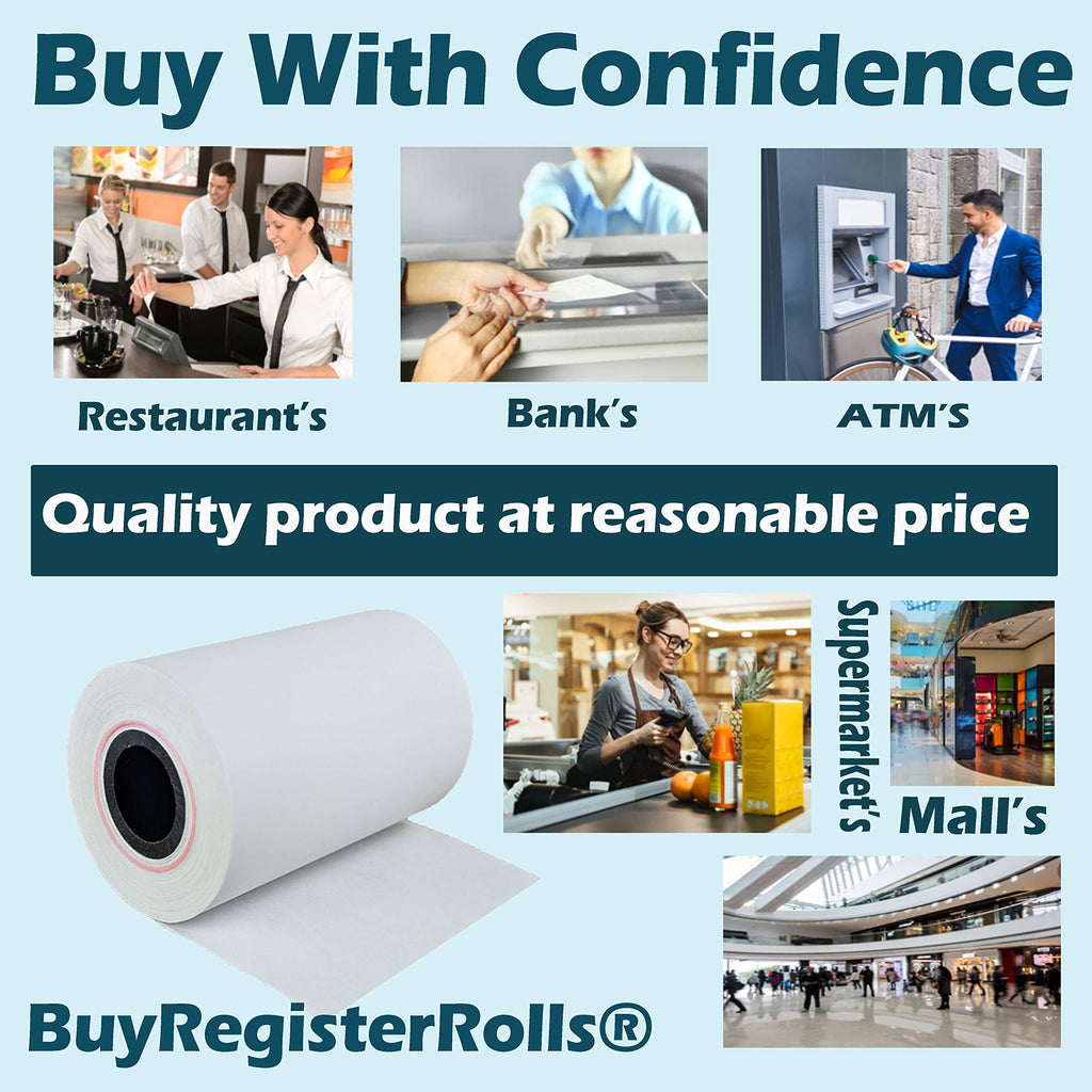 (50 Rolls) 2 1/4 x 50 Thermal Paper Receipt Rolls 2.25 x 50 ft POS Cash Register fits All Credit Card Terminals