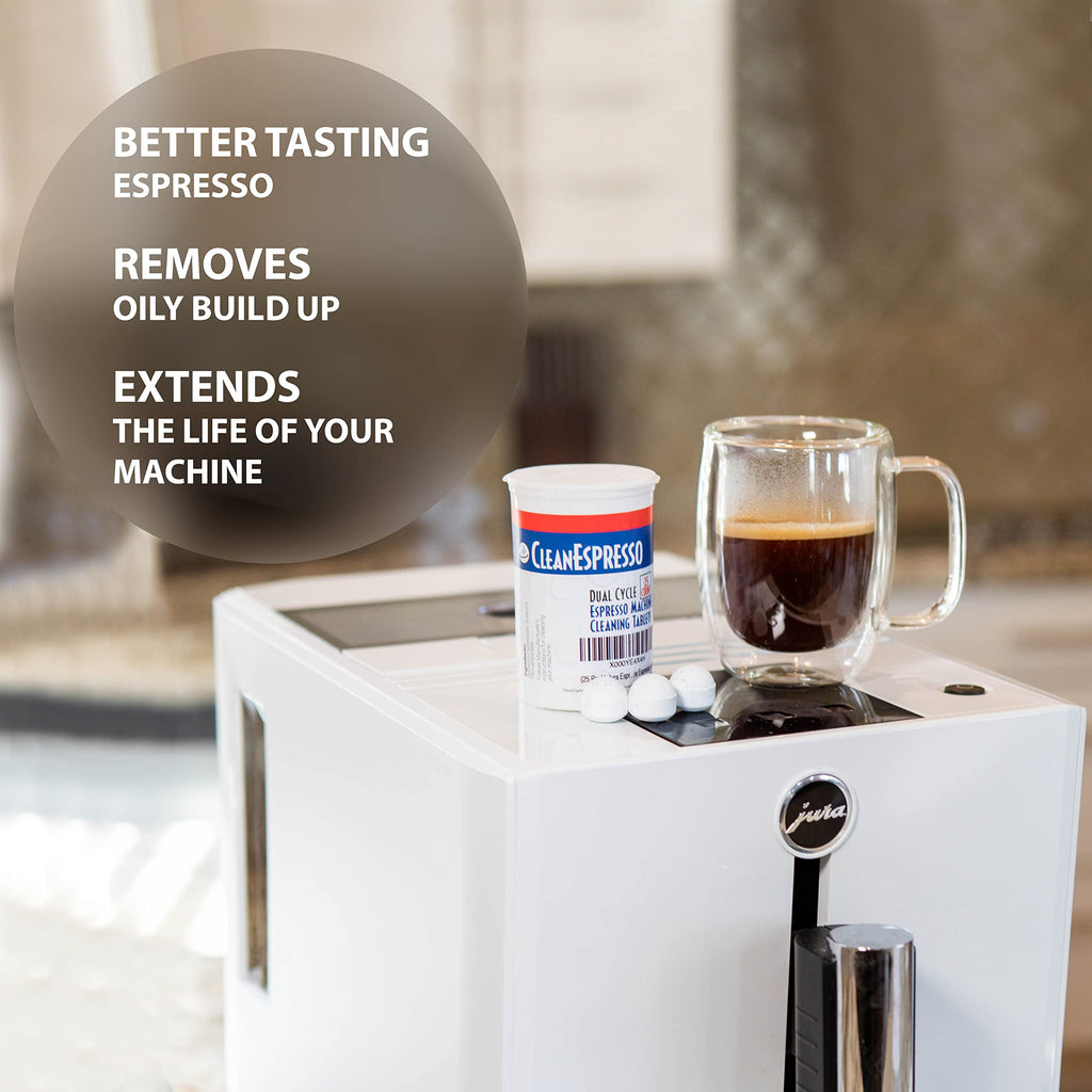 CleanEspresso - 3.5 g Dual Cycle Espresso Machine Cleaning Tablets for Jura Espresso Machines - 25 Jura Cleaning Tablets - Coffee Maker Accessories