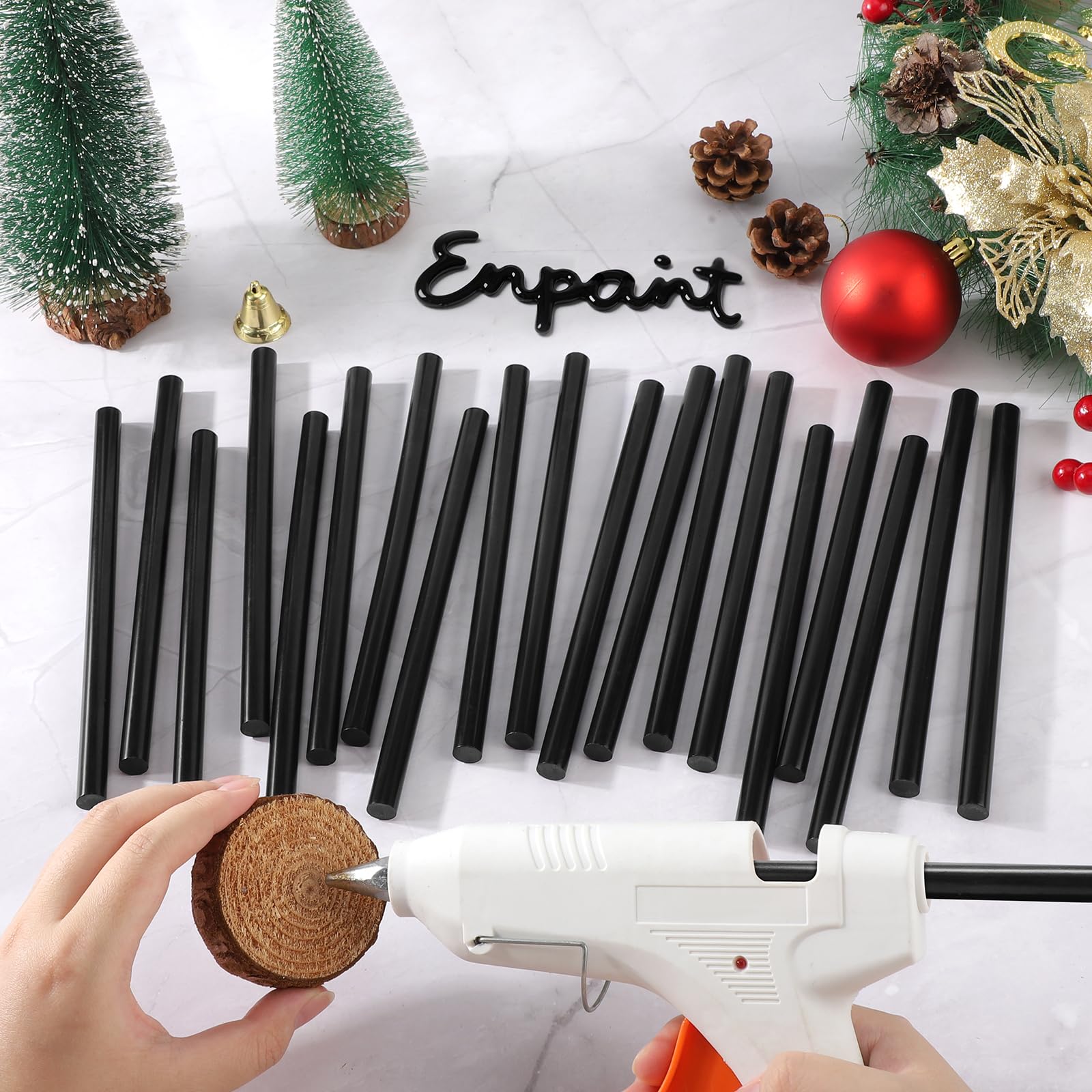 ENPOINT Black Hot Glue Sticks Full Size, 8" Long x 0.43" Dia Hot Melt Glue Sticks Bulk, Adhesive for Crafting DIY Art School Gluing Project Repair Sealing, 36 Pack