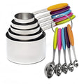 10 PCS Measuring Cups and Spoons Set,Nesting Stainless Steel Measuring Cups with Soft Touch Silicone Handles, Measuring Dry and Liquid Ingredients,Metal Measure Cups for Kitchen Cooking and Baking