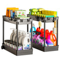 Cicilyna 2 Pack Under Sink Organizer, 2 Tier Bathroom Cabinet Organizers and Storage with Hook, Multi-purpose Storage Basket Shelf for Kitchen, Black