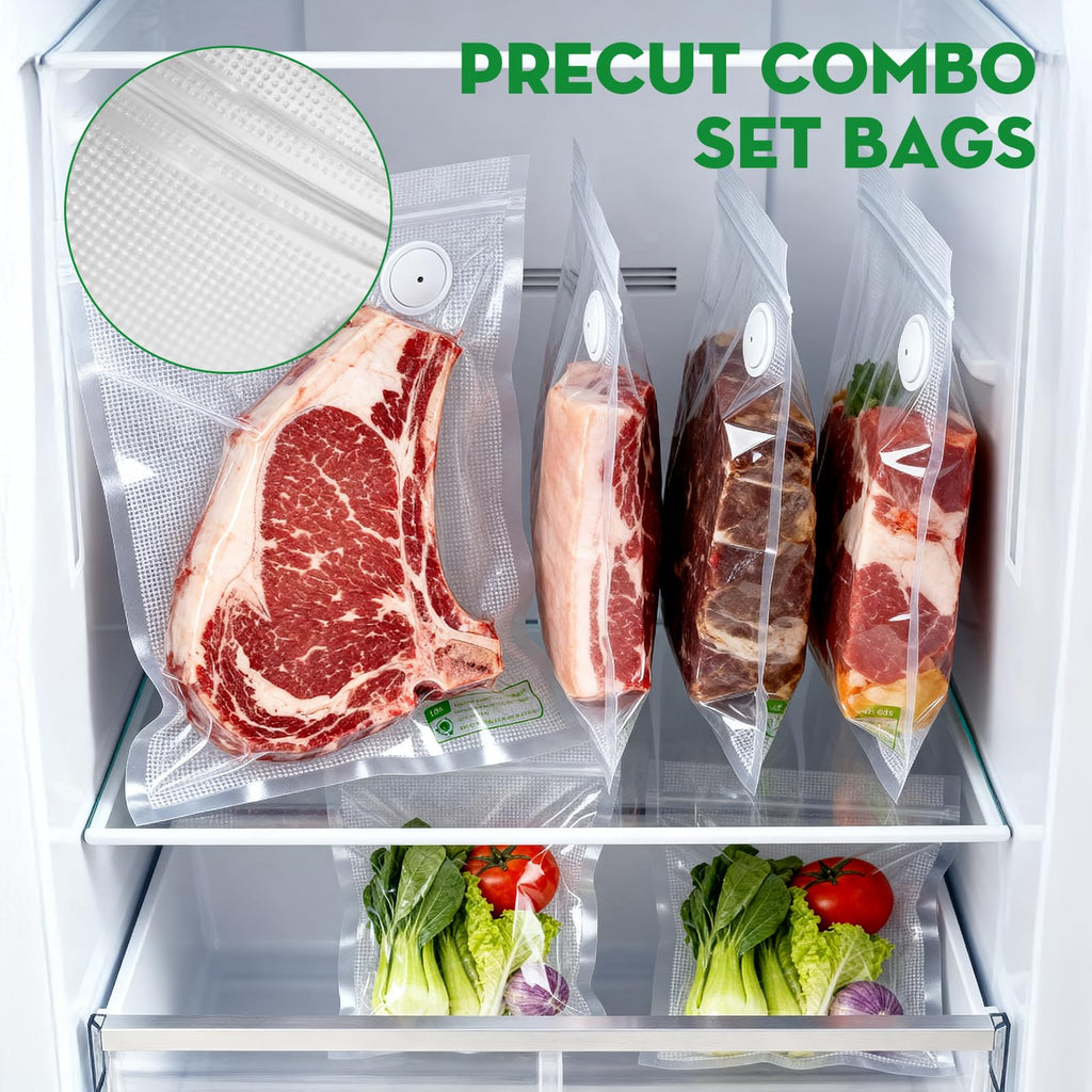 Innoworld Reusable Vacuum Sealer Bags for Food, 30 Small (8.7 x 11.8 in, 11.8 x 13.8 in) Food Storage Bags, Freezer, Microwave, Odor-Resistant, Leak-Proof, Fit with Compact Vacuum Sealers