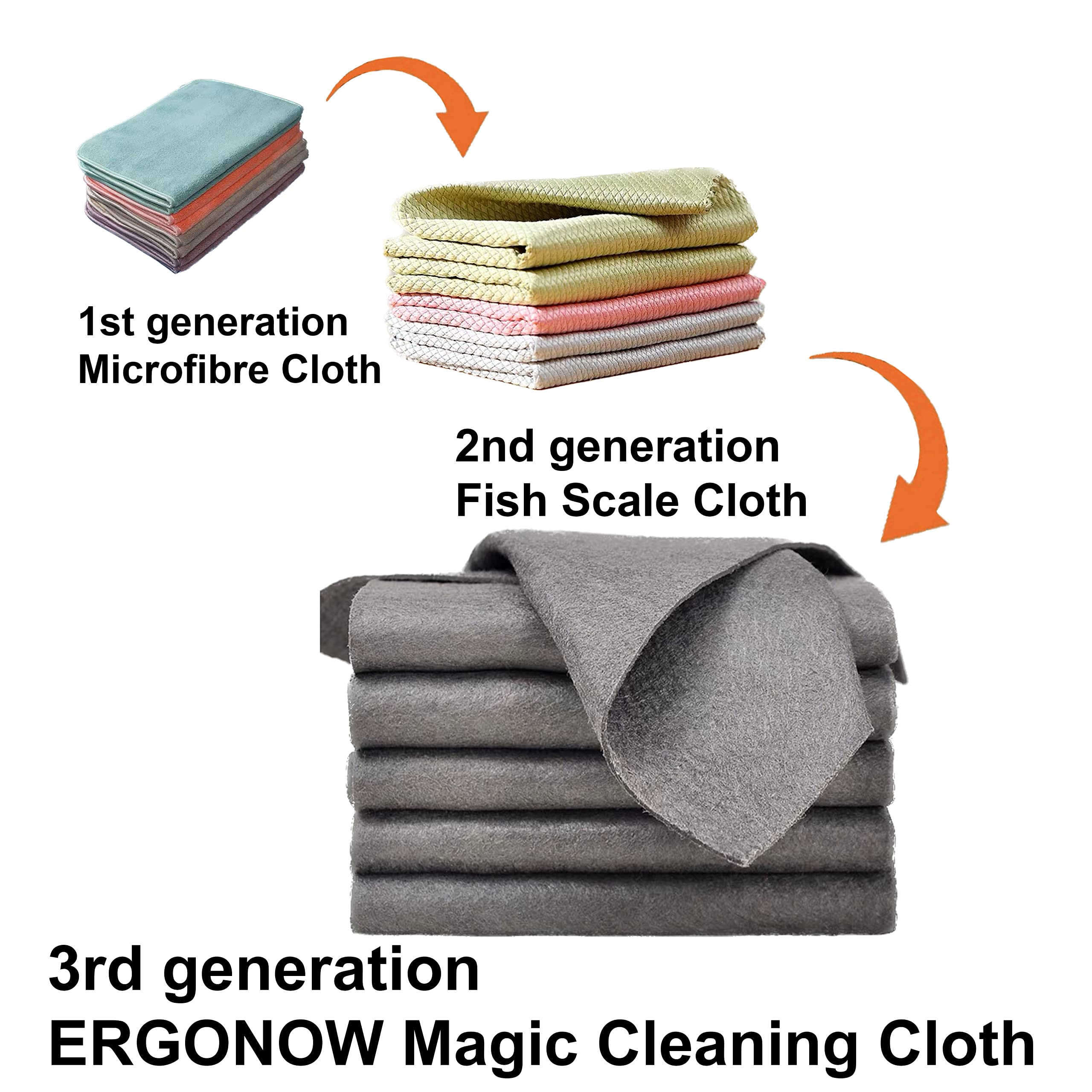 ERGONOW Magic Glass Cleaning Cloth - Streak Free, Ultra-Absorbent car Window Fog Remover, Monitor Screen, and Glasses Cleaning Towel Made from Seaweed fibers (10, 30cm x 30cm)