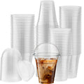 [50 Sets - 12 Oz] Crystal Clear Plastic PET Cups With Dome lids for Iced Coffee, Cold Drinks, Milkshake, Slush Cups, Smoothy's, Slurpee, Party's, Plastic Disposable Cups