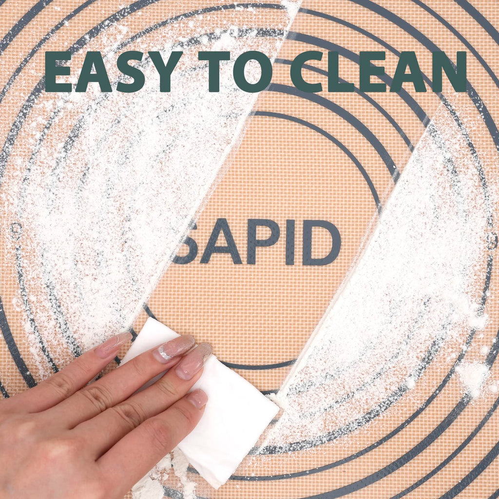 Sapid Extra Thick Silicone Pastry Mat Non-slip with Measurements for Non-stick Silicone Baking Mat Extra Large, Dough Rolling, Pie Crust, Kneading Mats, Countertop, Placement Mats (20 inch x 28 inch ,Gray)