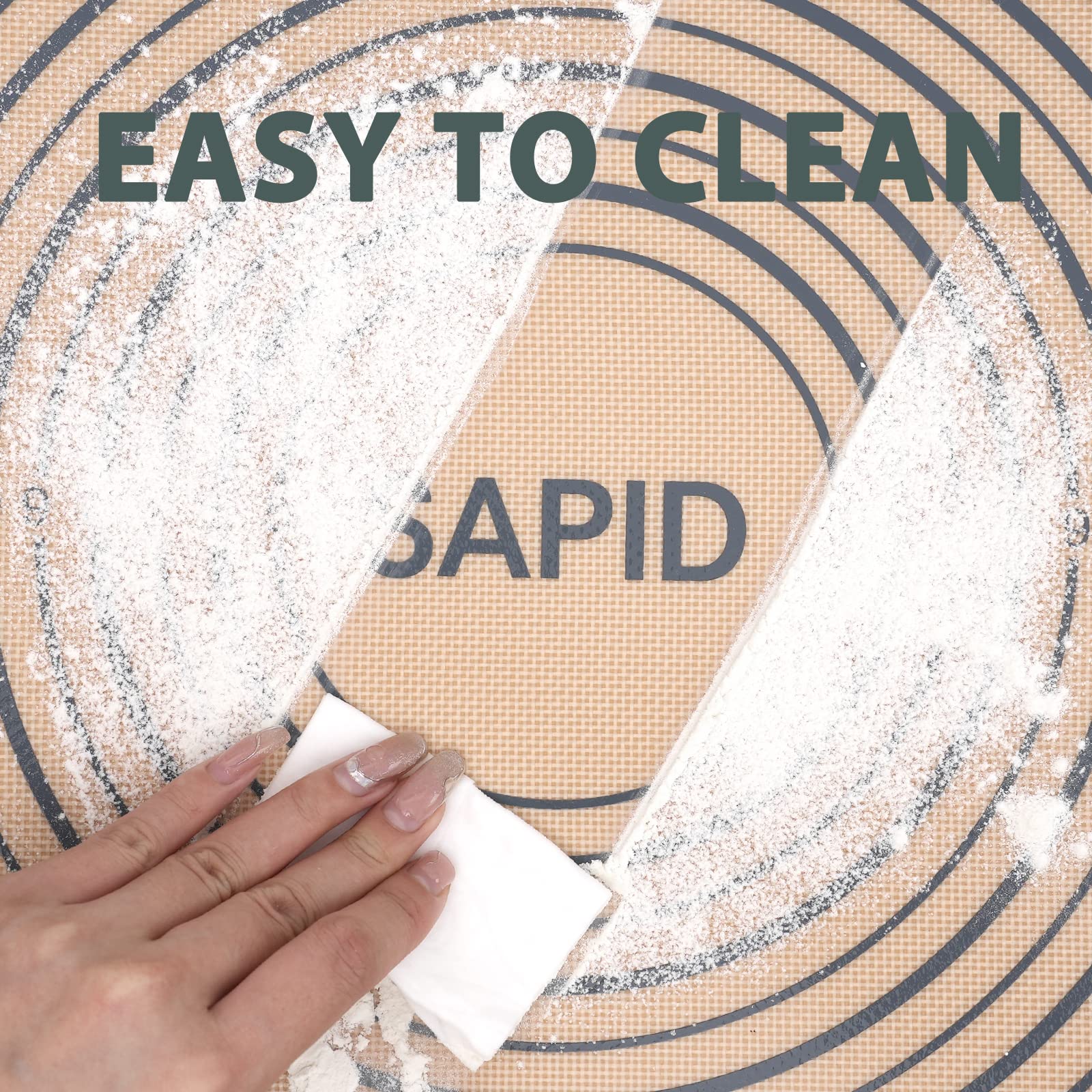 Sapid Extra Thick Silicone Pastry Mat Non-slip with Measurements for Non-stick Silicone Baking Mat Extra Large, Dough Rolling, Pie Crust, Kneading Mats, Countertop, Placement Mats (20 inch x 28 inch ,Gray)